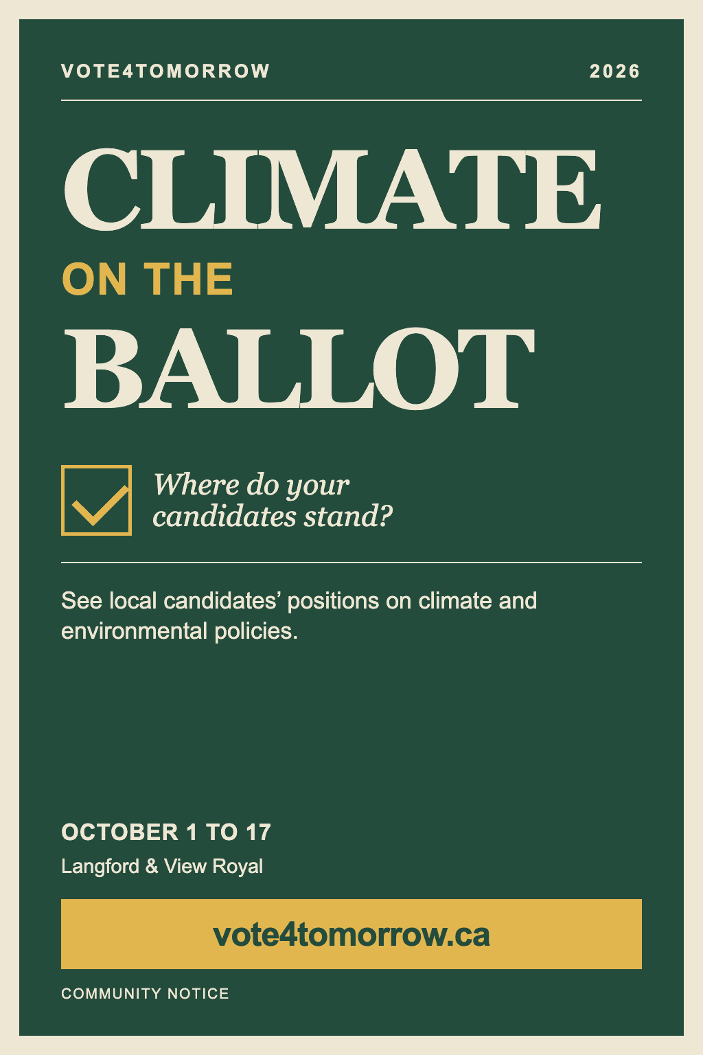 Vote4Tomorrow: local candidates on climate issues